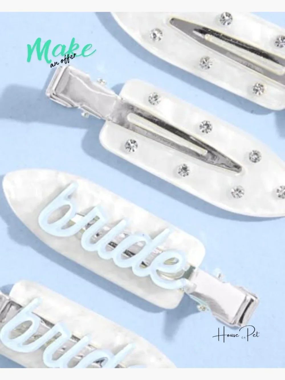 Bride Beauty Clips - 4pc Acrylic Bachelorette Hair Accessory